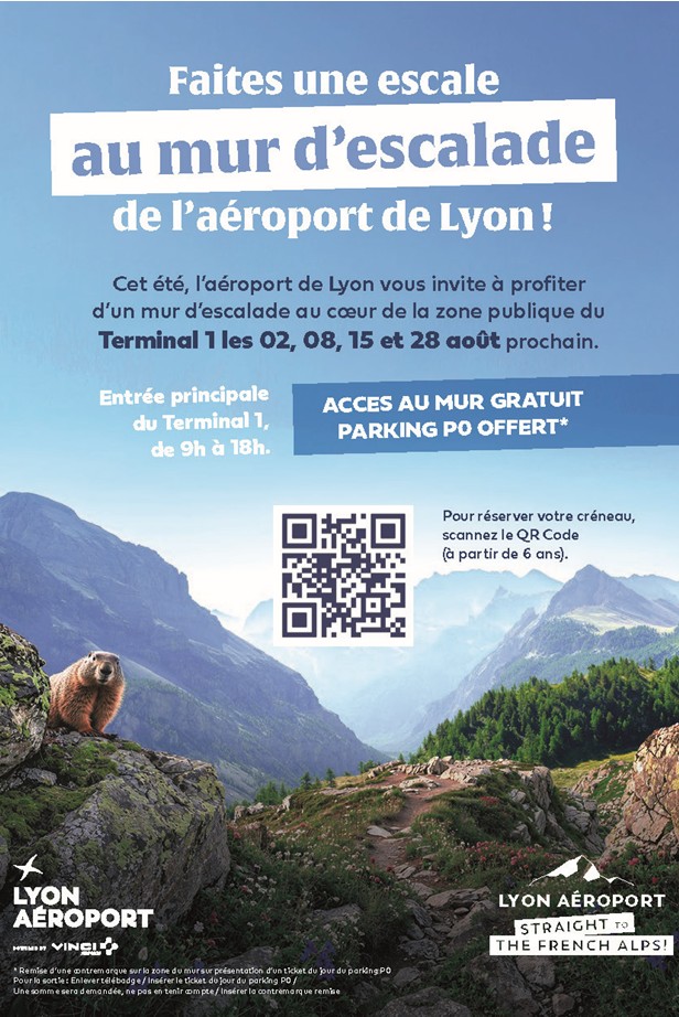 Faites une escale au mur d'escalade de l'aéroport de Lyon